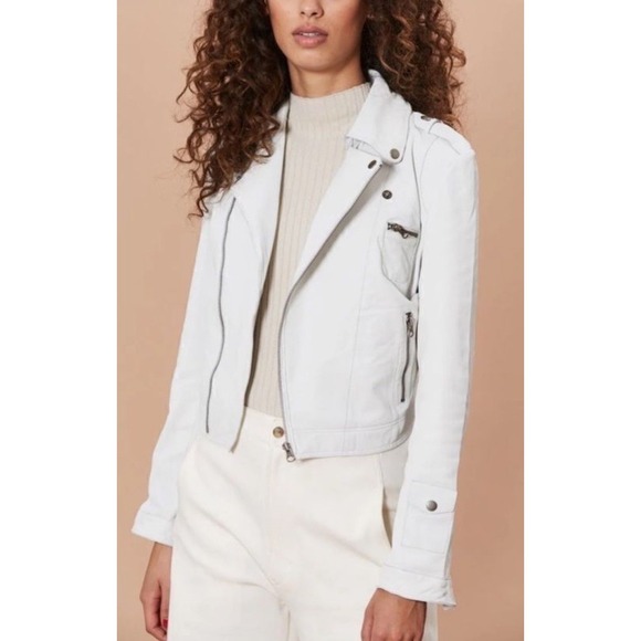Jakett New York Light Gray  Josey Leather Moto‎ Jacket Small - Picture 1 of 8
